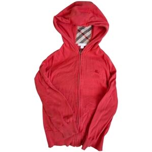 Burberry Kids Red Hooded Zip Up Sweashirt Girls Size 12 Years
